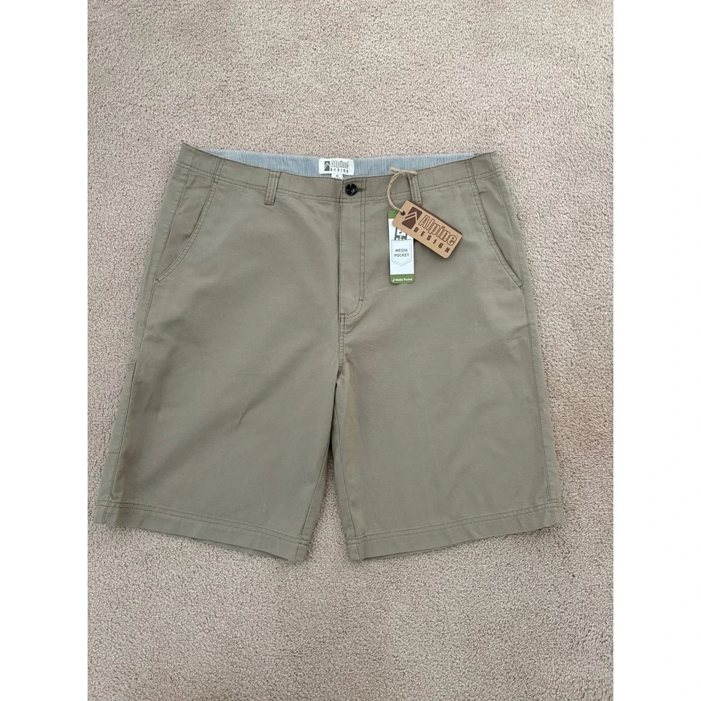 NWT Bundle - Alpine Design Men Shorts Size 40 Green Tan Cargo Chino Media Pocket